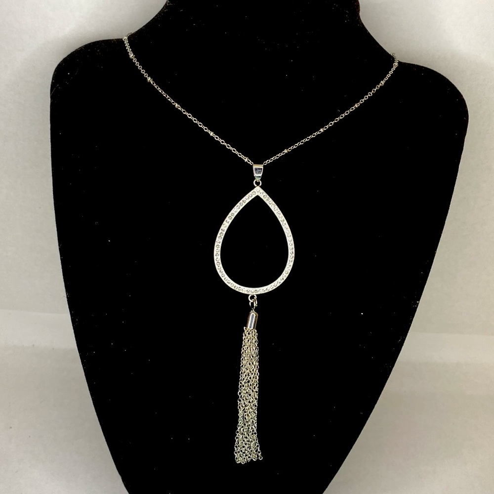 Swarovski Crystal Teardrop Tassel Necklace